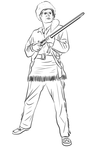 Davy Crockett, King Of The Wild Frontier Coloring Page